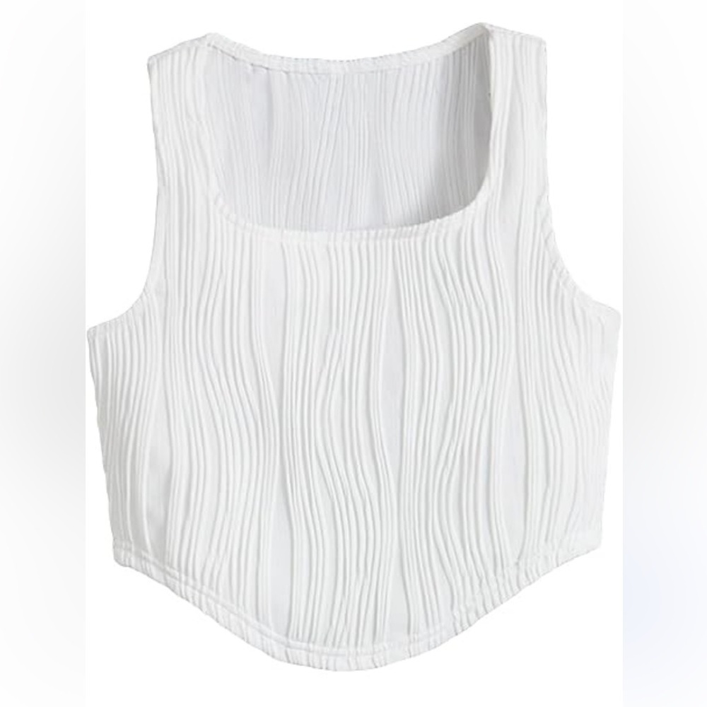Remidoo Square Neck Stretch White Top Size XL New With Tag